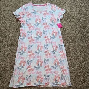 2X 18W - 20W Plus Size Chemise Bows Nightgown Sleep Shirt Top Pockets